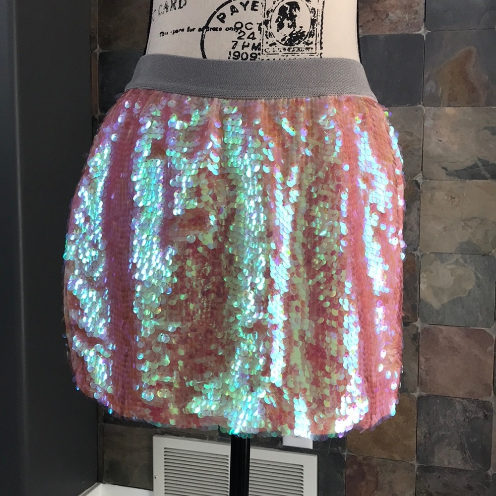 Poof Couture Pink Opalescent Sequin Miniskirt